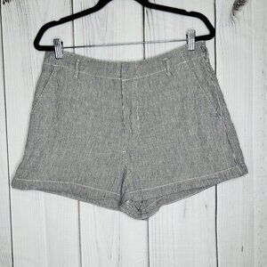 Abercrombie & Fitch Sz L 2.5" Shorts High Rise Linen Blend Blue White Striped